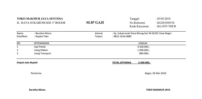 20 Contoh Slip Gaji Karyawan Toko Word dan PDF Bisa Edit