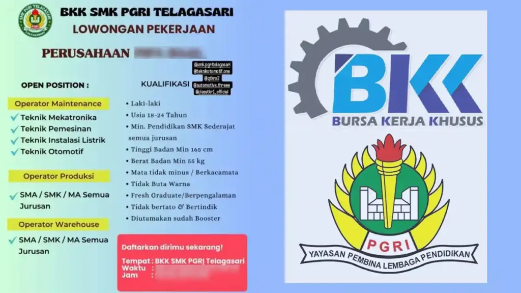 BKK SMK PGRI Telagasari, Alamat, Daftar Online Dan Info Loker